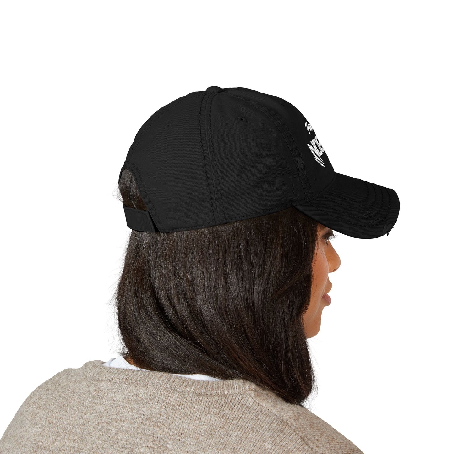 Distressed Dad Hat – Famous Nobody Embroidery, Casual Style Cap for Everyday Wear
