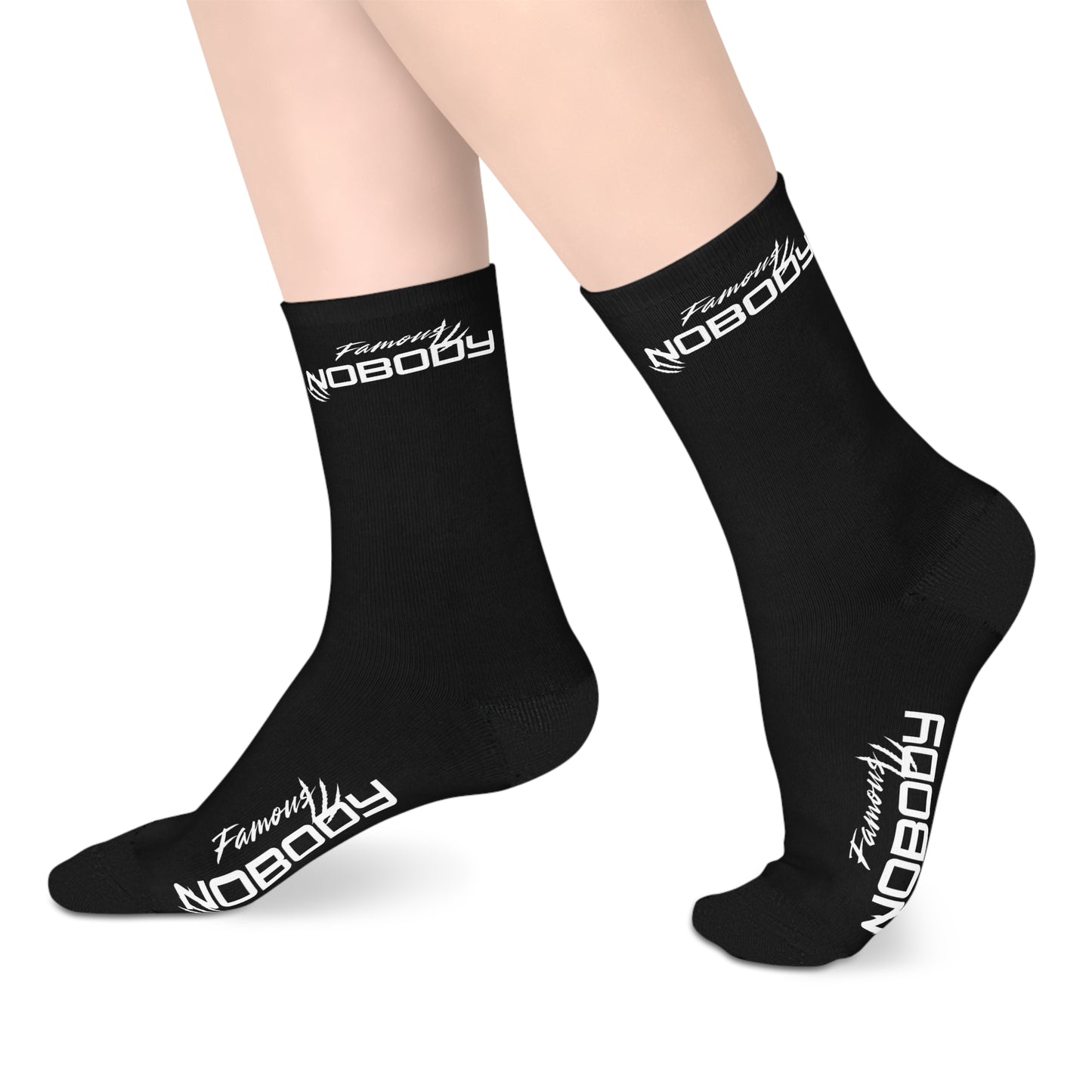 Cool Black Mid-Length Socks - 'NOBODY' Statement Socks for Everyday Style