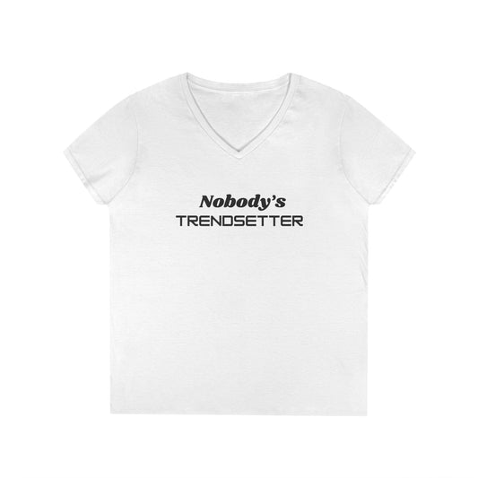 Ladies' V-Neck T-Shirt - 'Nobody's Trendsetter' - Casual Fashion Statement