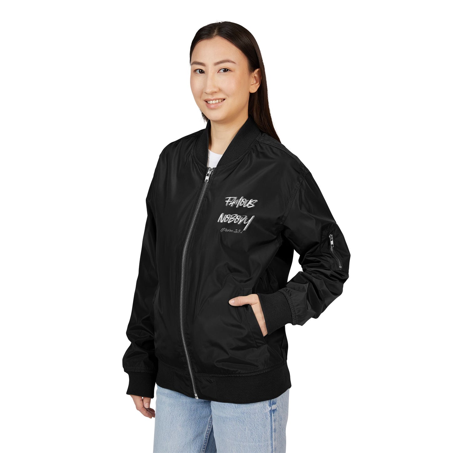 Psalm 23 Bomber Jacket with Embroidery - Fashionable Outerwear for Eco-Conscious Style
