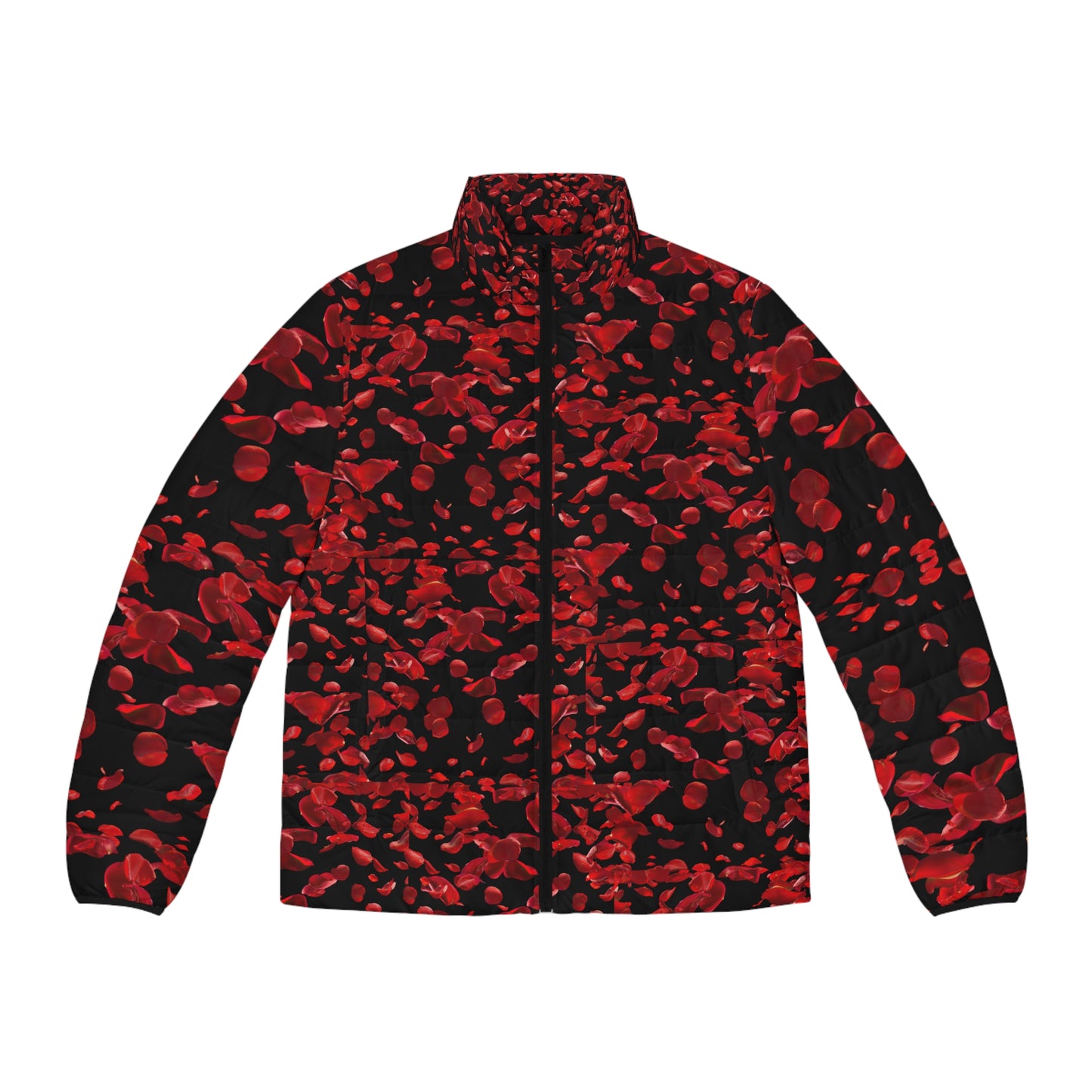 Men's Red Rose Petal Puffer Jacket – Love Sick Collection All-Over Print