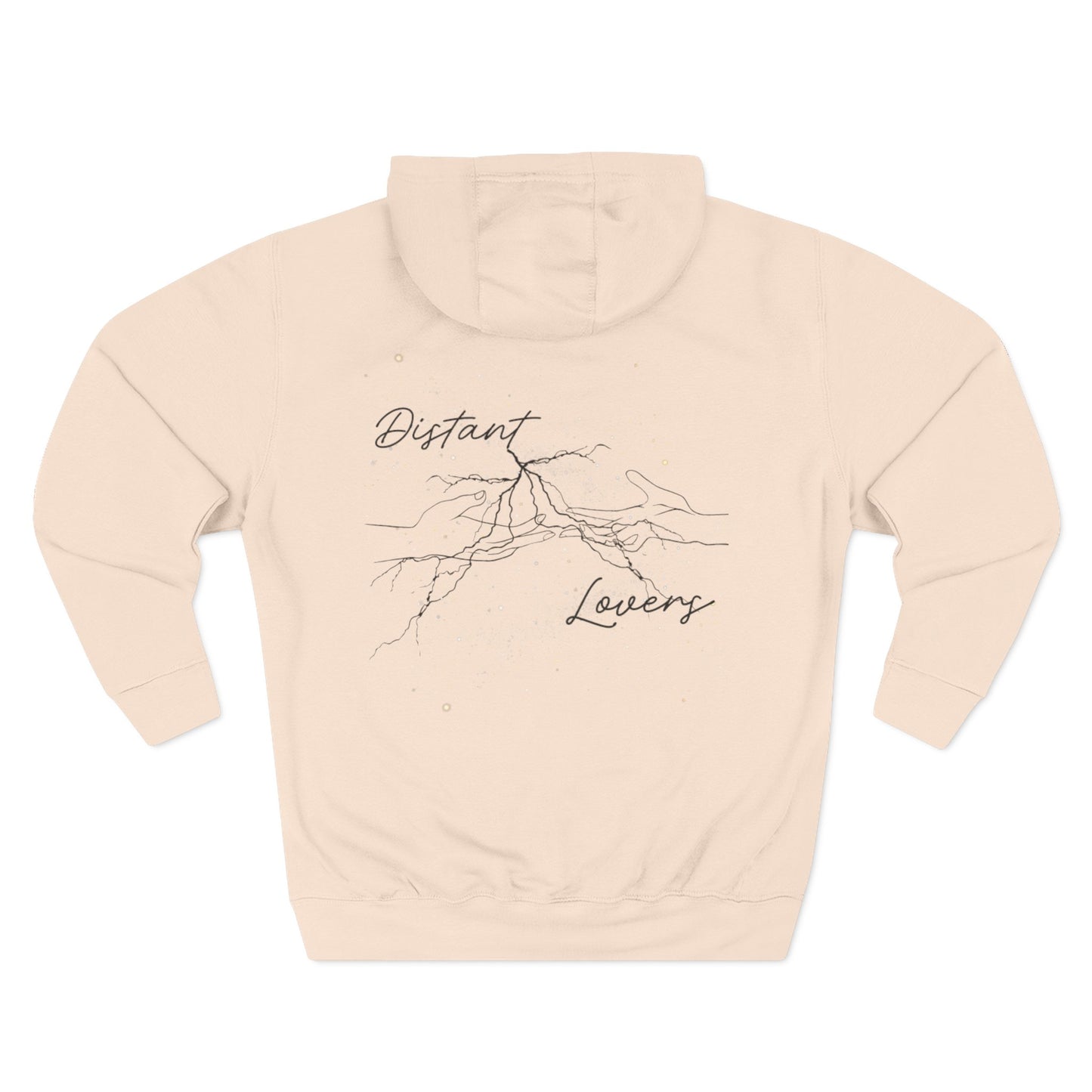 Distant Lovers Hoodie — Minimal Line Art  Love Sick Couple & Mountain Graphic