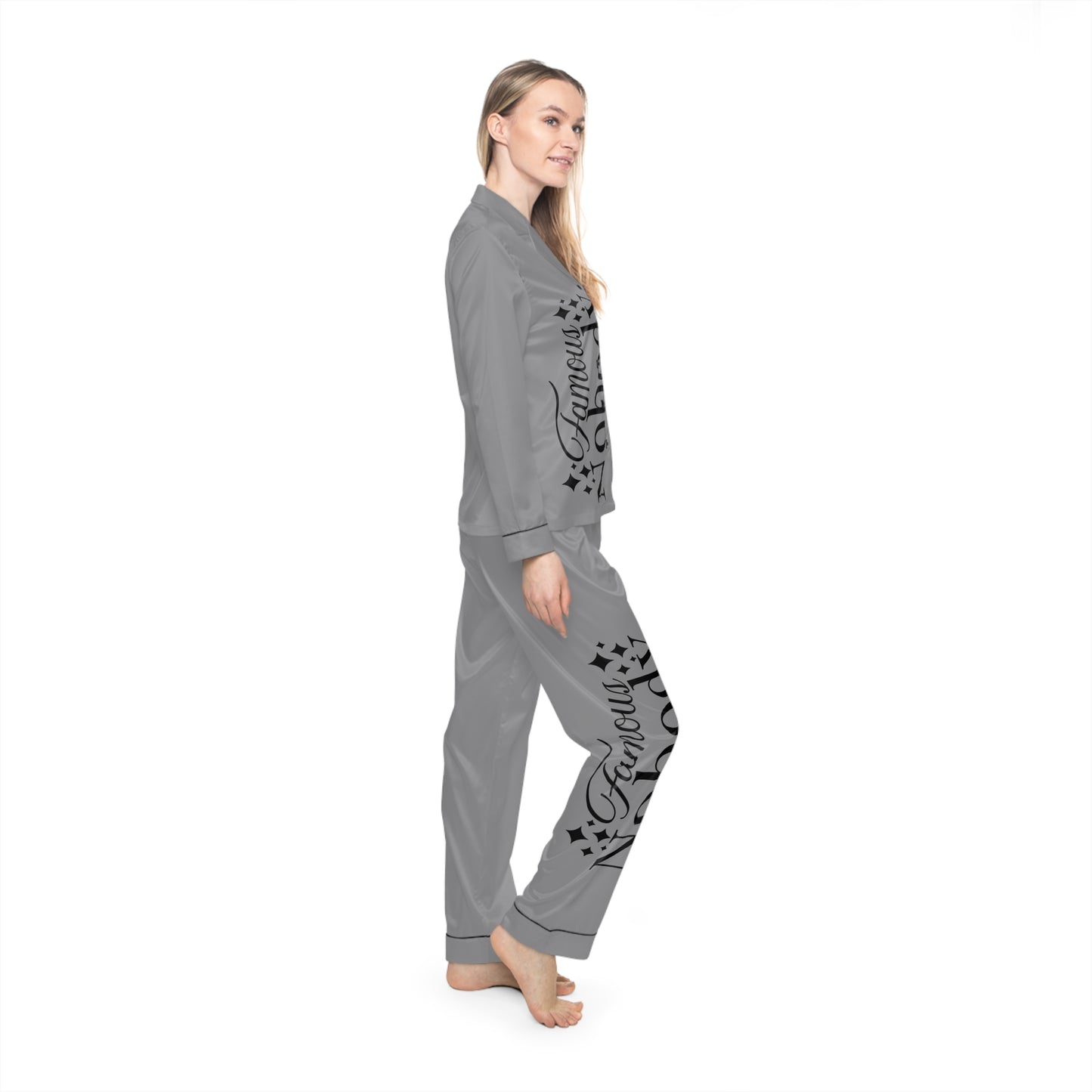 Elegant Satin Pajamas for Women - Luxe Comfort with 'Fabulous Nobody' Print