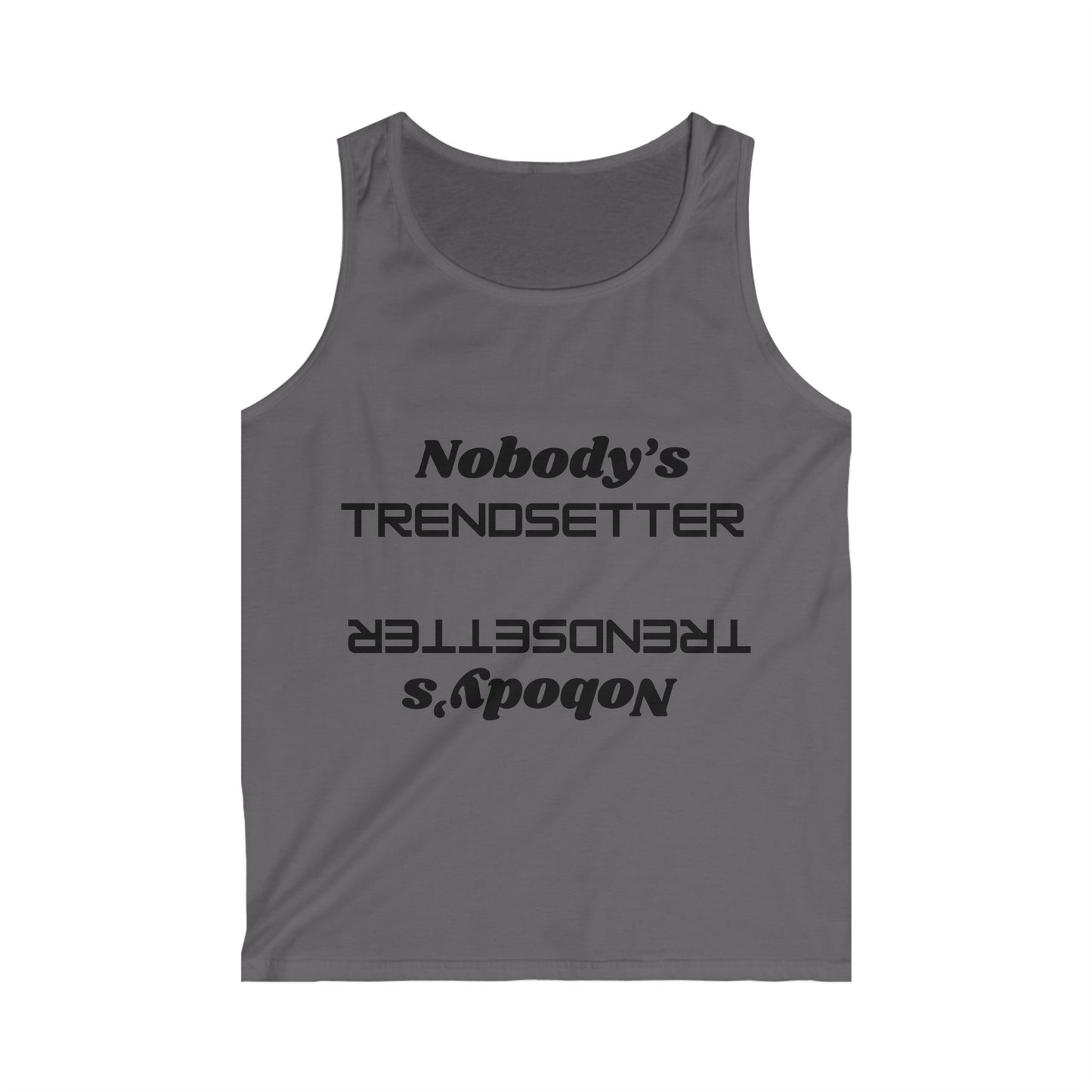 Trendy Men's Softstyle Tank Top - "Nobody's Trendsetter" Design