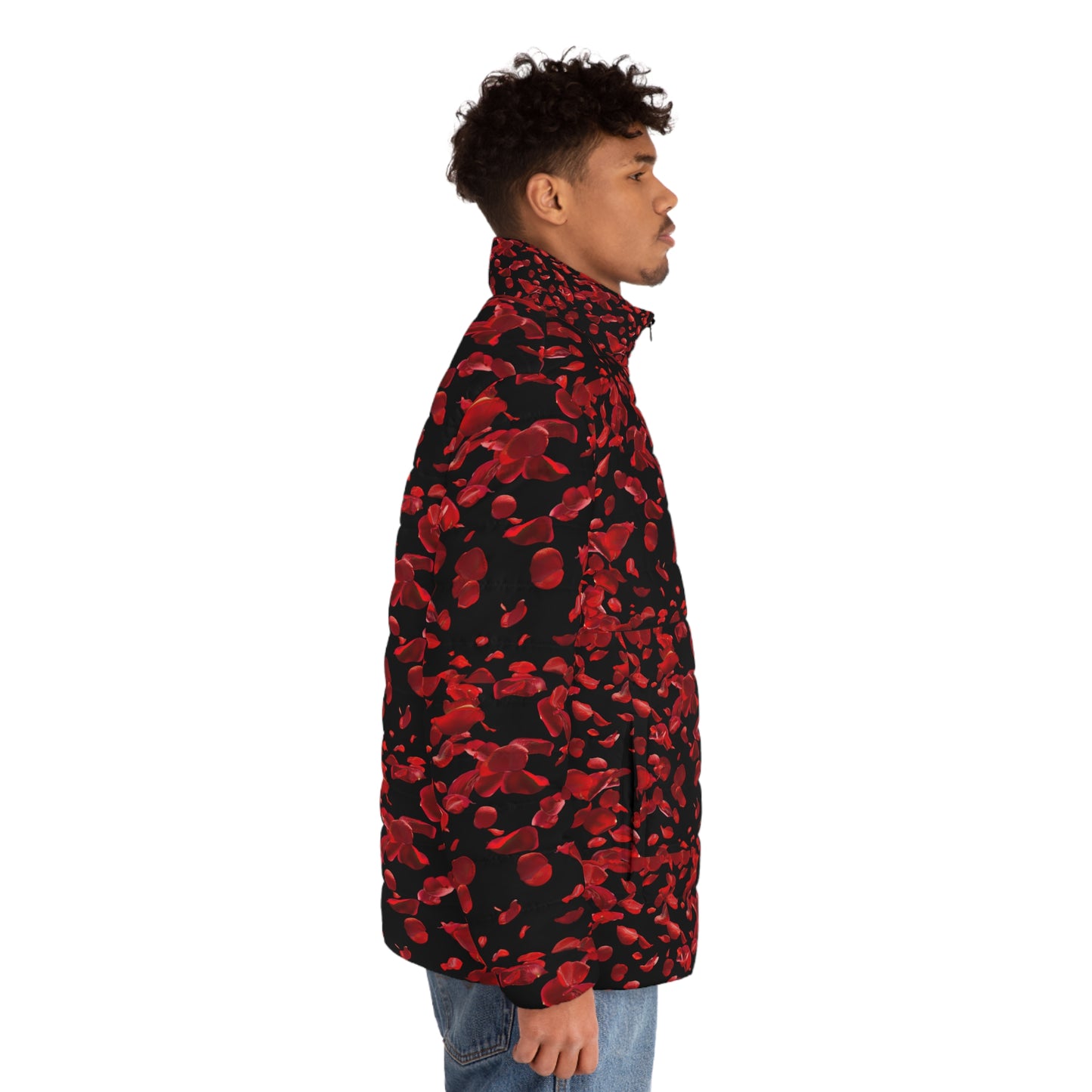 Men's Red Rose Petal Puffer Jacket – Love Sick Collection All-Over Print