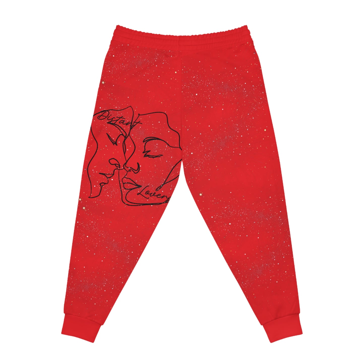 Distant Lovers Line Art Joggers — Lover Sick Minimal Couple Sketch Athletic Sweatpants