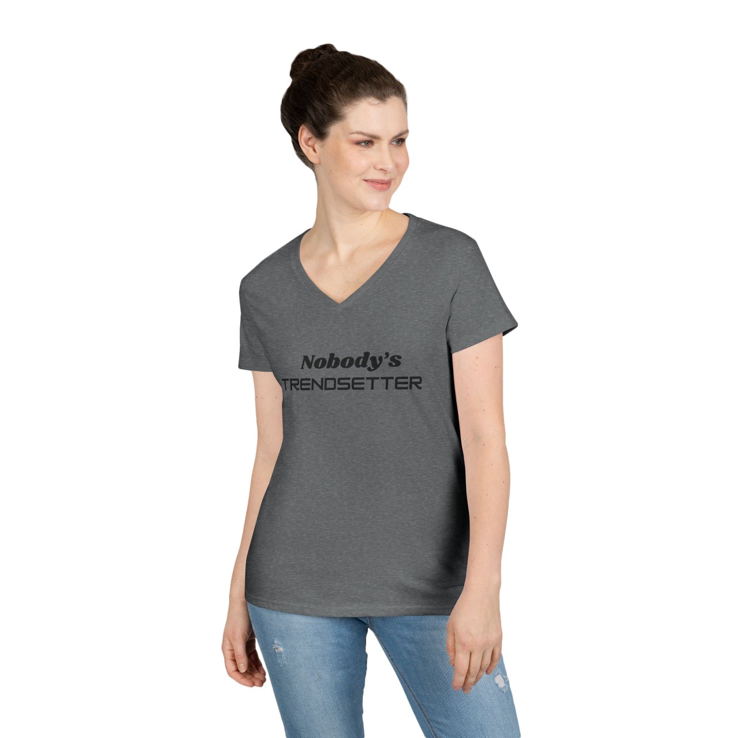 Ladies' V-Neck T-Shirt - 'Nobody's Trendsetter' - Casual Fashion Statement