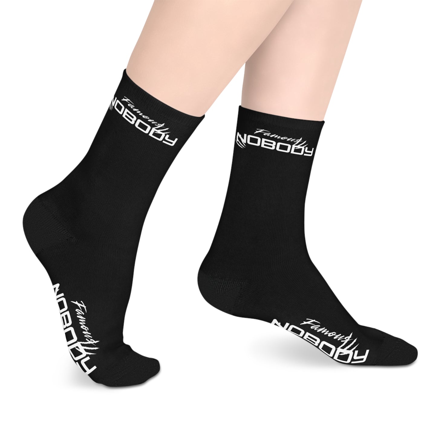 Cool Black Mid-Length Socks - 'NOBODY' Statement Socks for Everyday Style