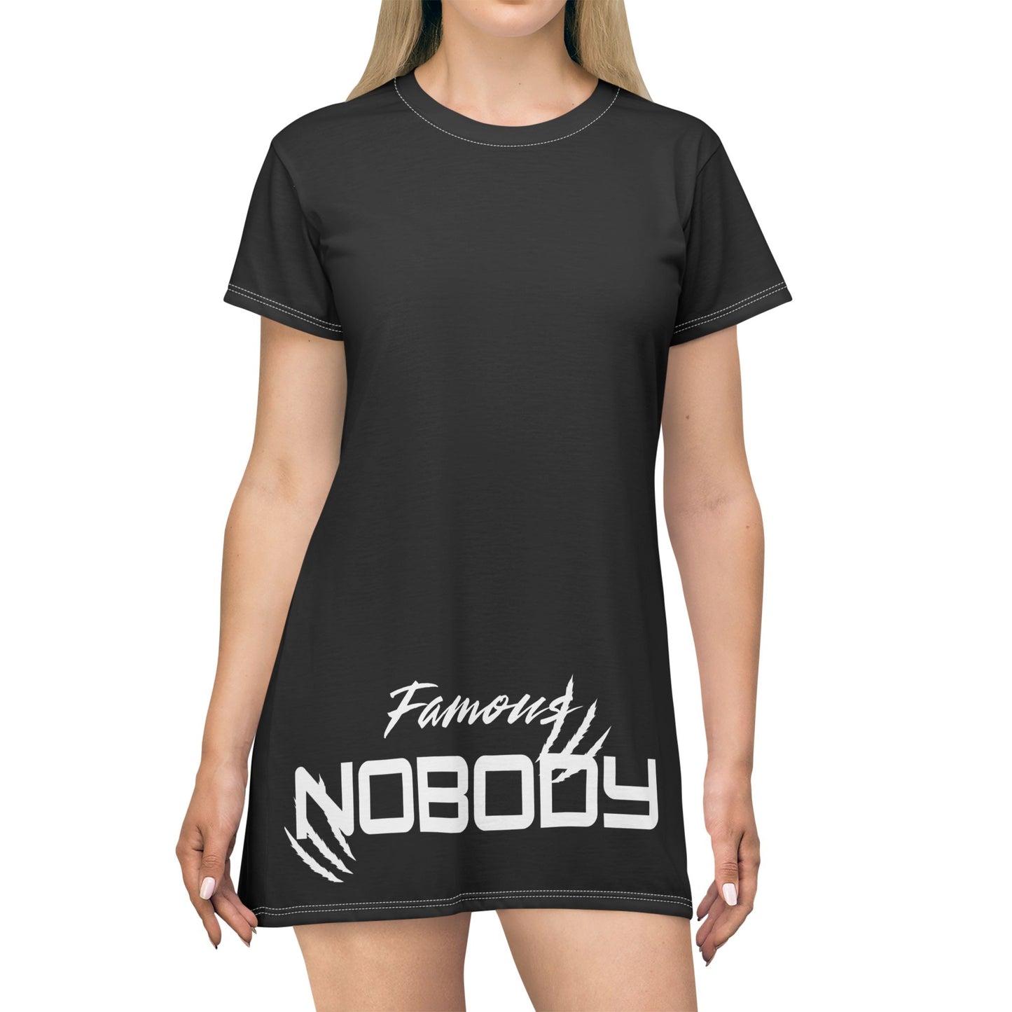 Famous Nobody T-Shirt Dress - Casual Fashion, Unique Gift, Everyday Wear, Statement Piece, Modern Style
