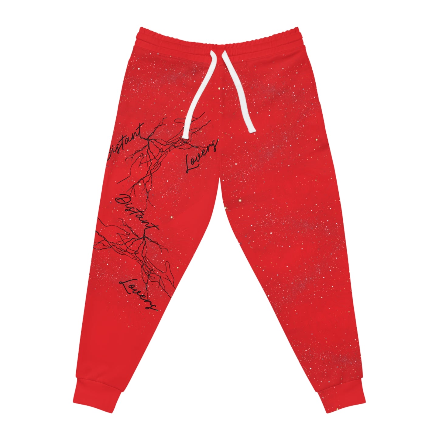 Distant Lovers Line Art Joggers — Lover Sick Minimal Couple Sketch Athletic Sweatpants