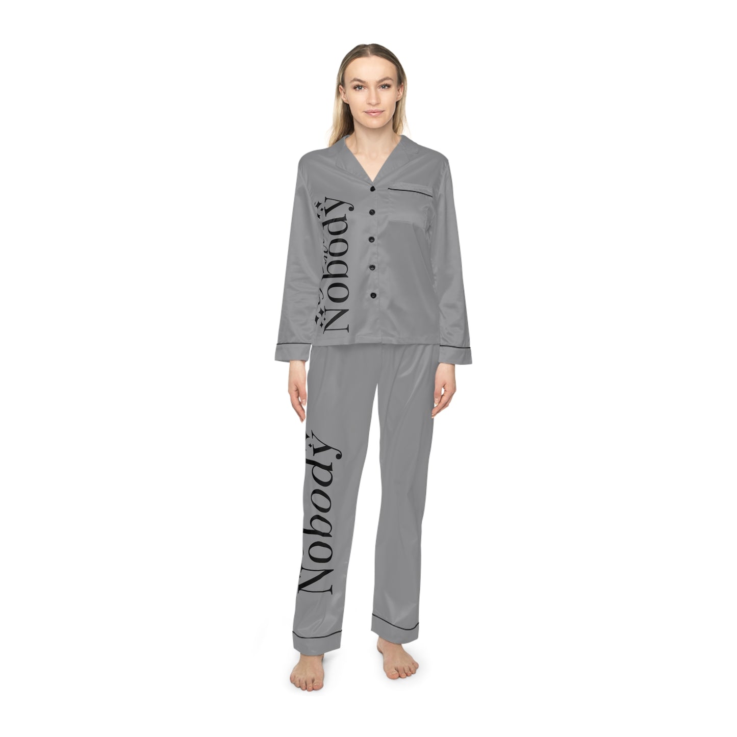 Elegant Satin Pajamas for Women - Luxe Comfort with 'Fabulous Nobody' Print