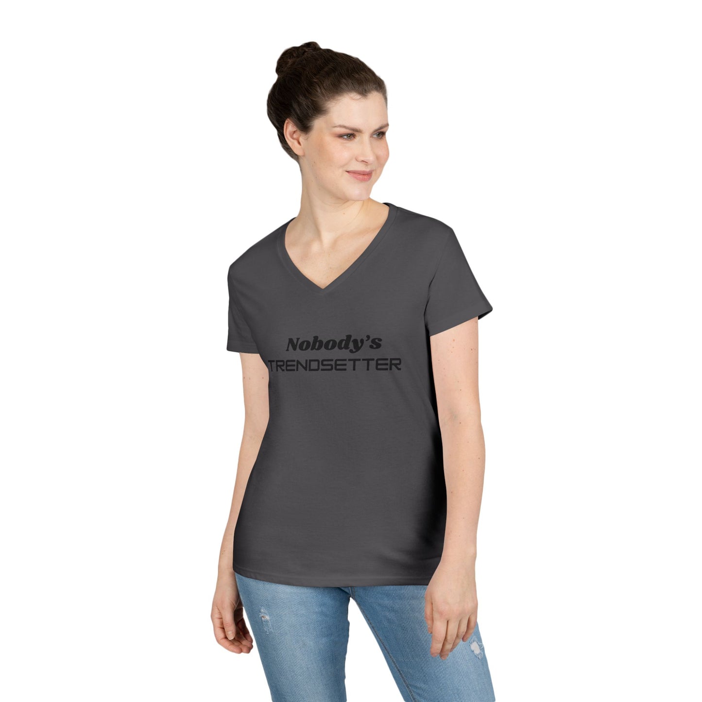 Ladies' V-Neck T-Shirt - 'Nobody's Trendsetter' - Casual Fashion Statement