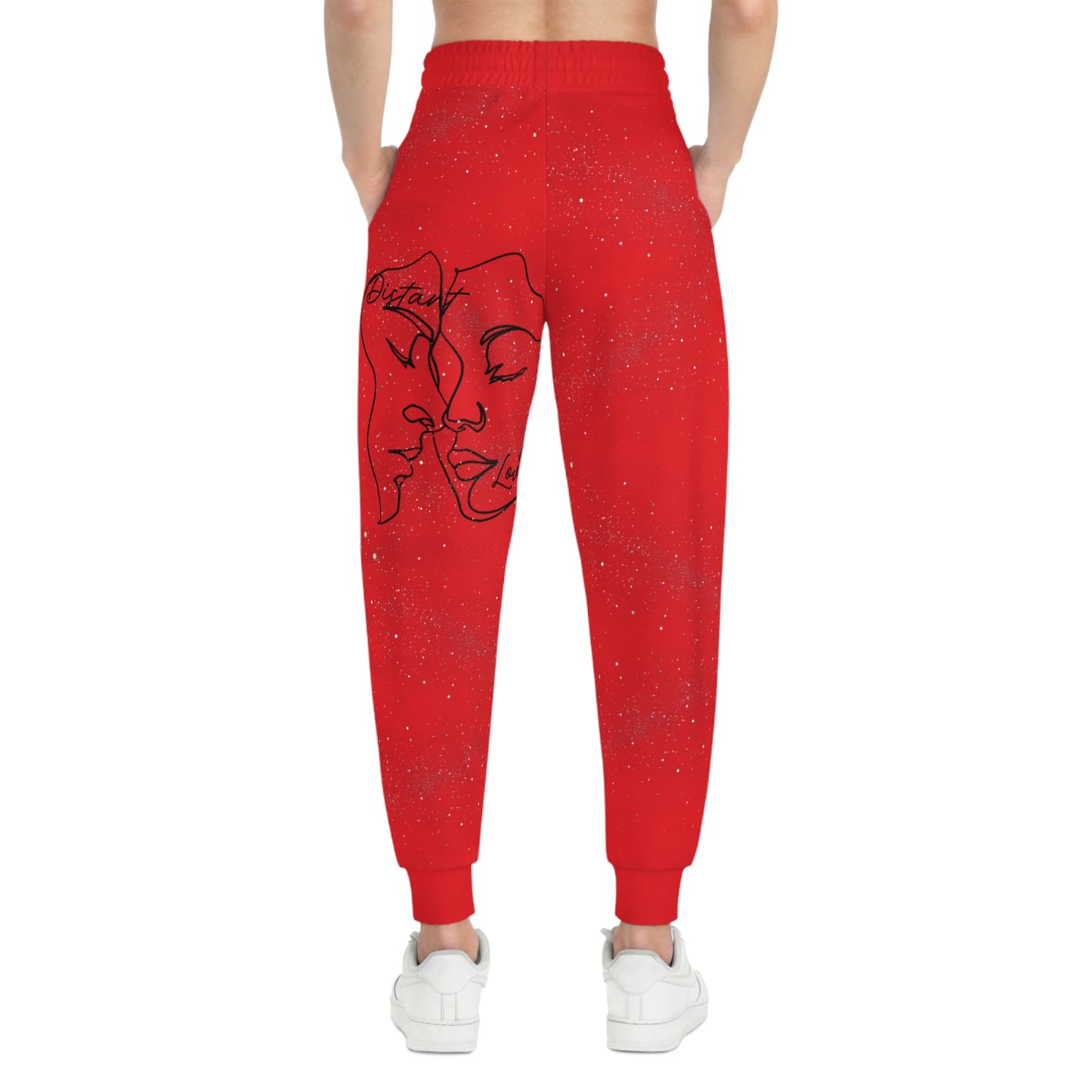 Distant Lovers Line Art Joggers — Lover Sick Minimal Couple Sketch Athletic Sweatpants