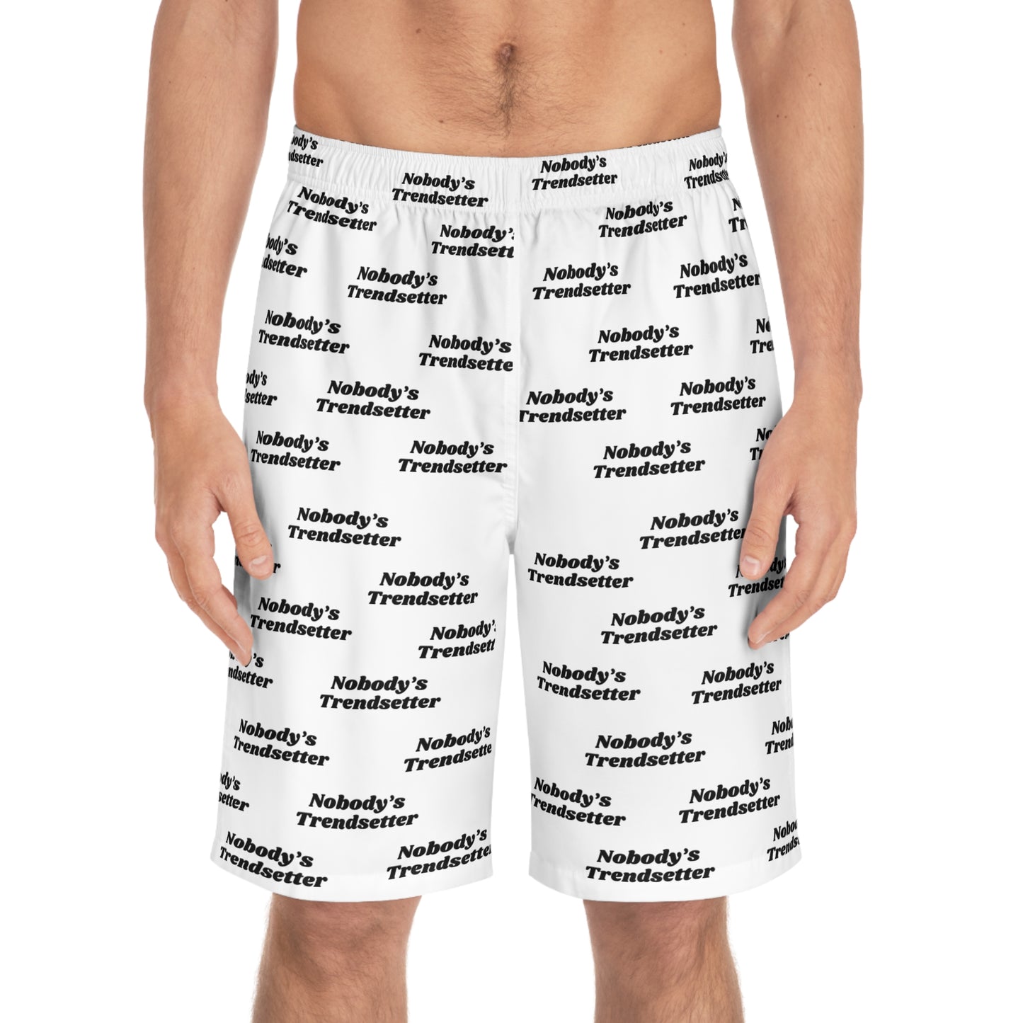 Trendy Men's Board Shorts - 'Nobody's Trendsetter' Design