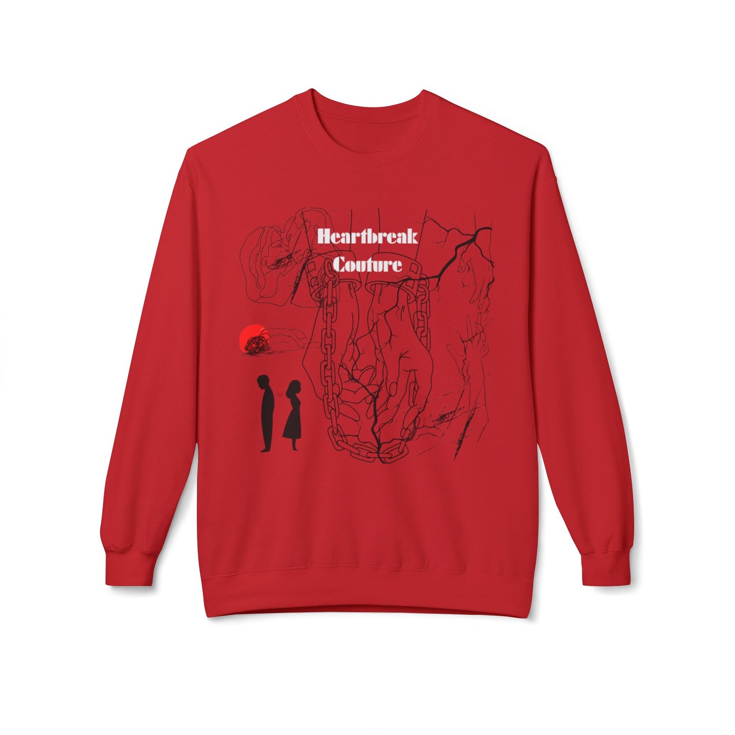 Heartbreak Couture Sweatshirt — Romantic Broken-Heart Graphic Crewneck