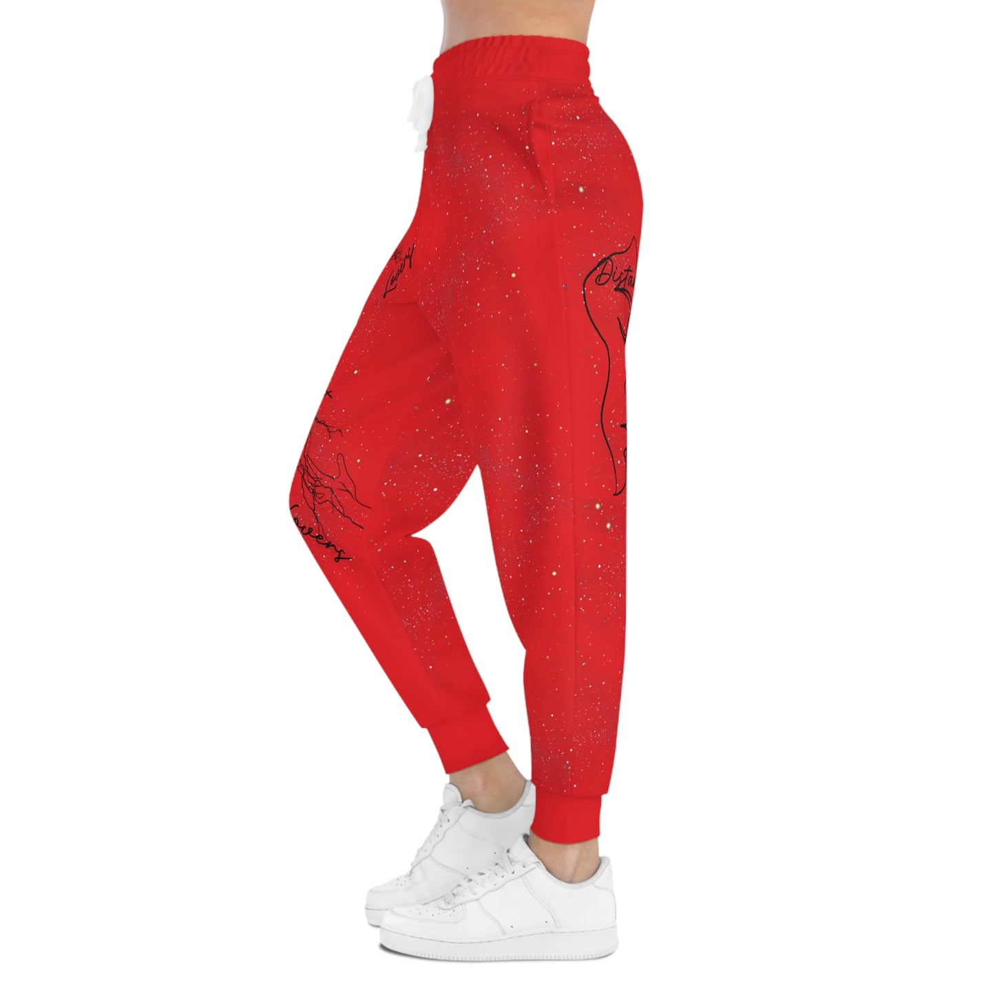 Distant Lovers Line Art Joggers — Lover Sick Minimal Couple Sketch Athletic Sweatpants