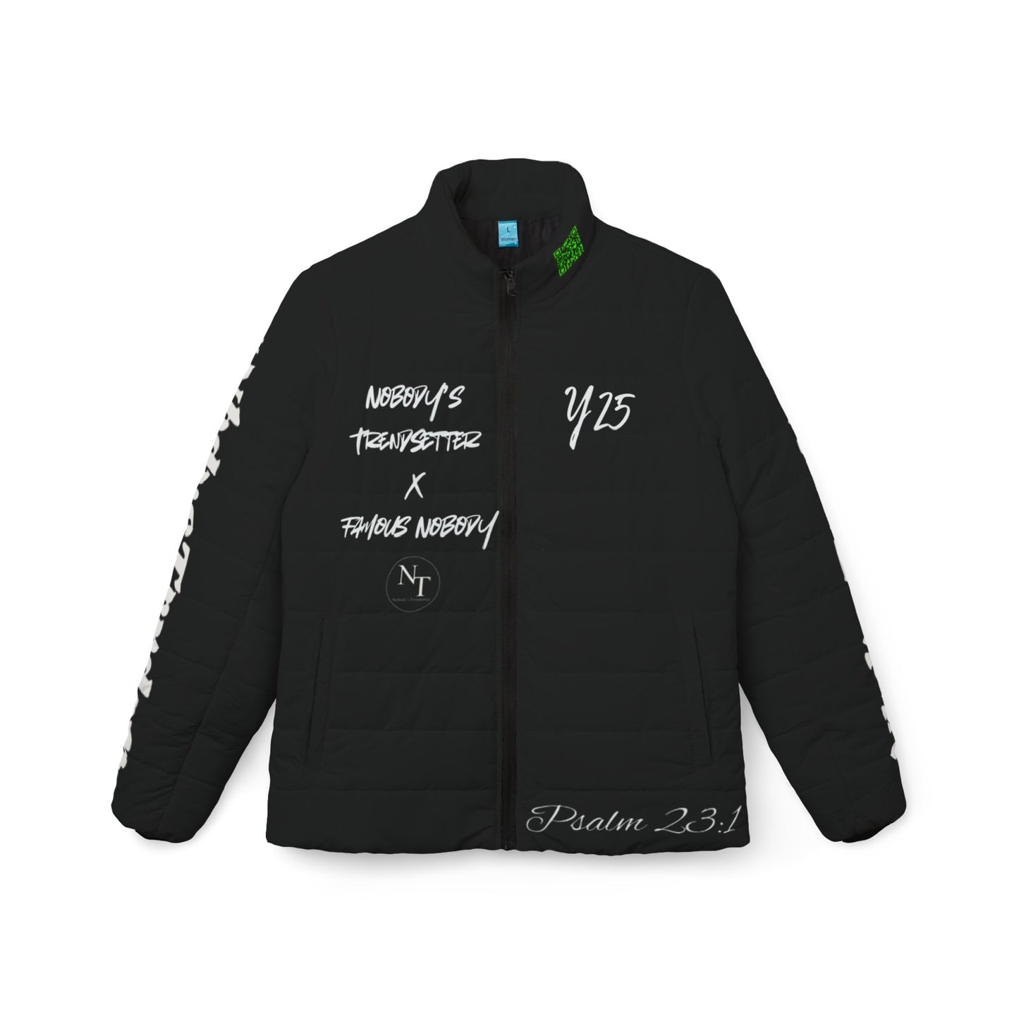 Women's First Edition Winter Collection Nobody's Trendsetter x Famous Nobody - Black Graphic Puffer Jacket
