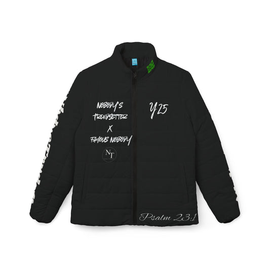 Women's First Edition Winter Collection Nobody's Trendsetter x Famous Nobody - Black Graphic Puffer Jacket