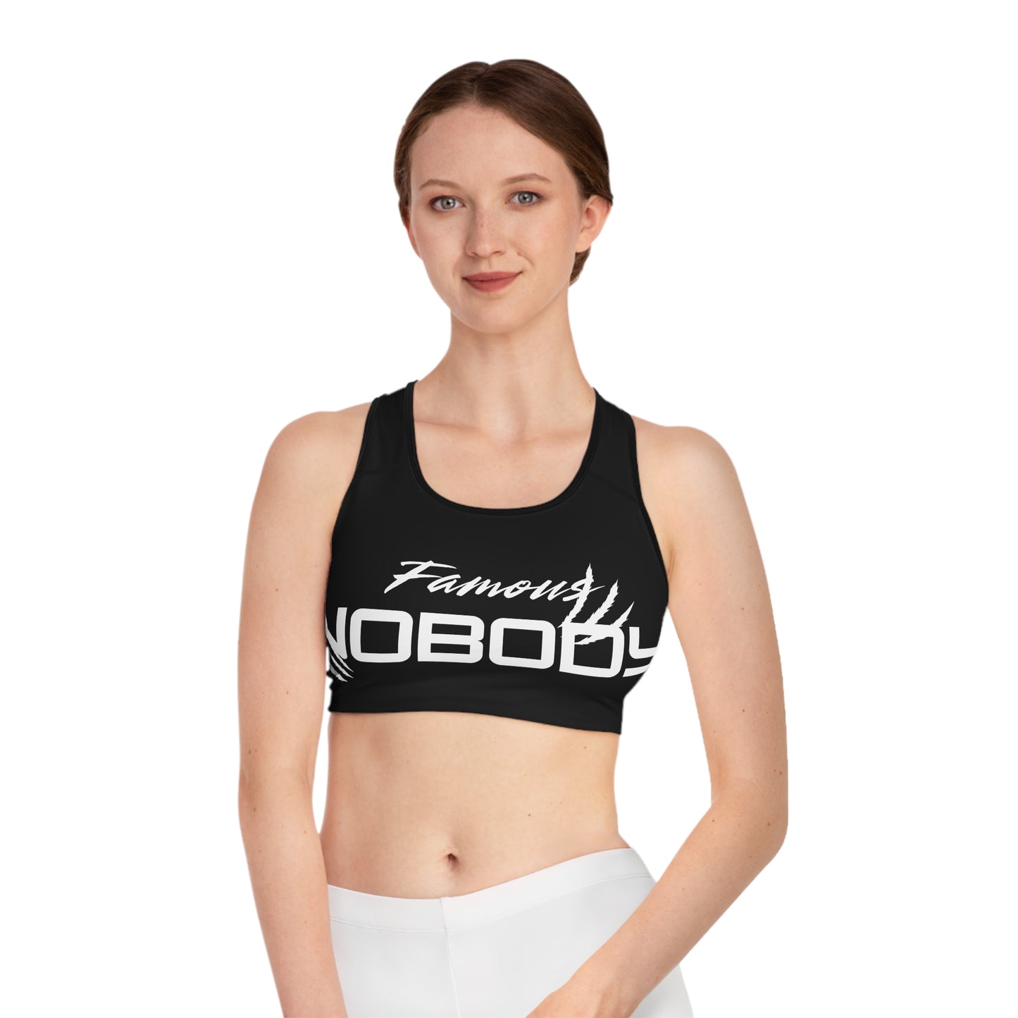 Famous Nobody Women's Sports Bra - Stylish Athletic Wear for Empowerment and Self-Expression