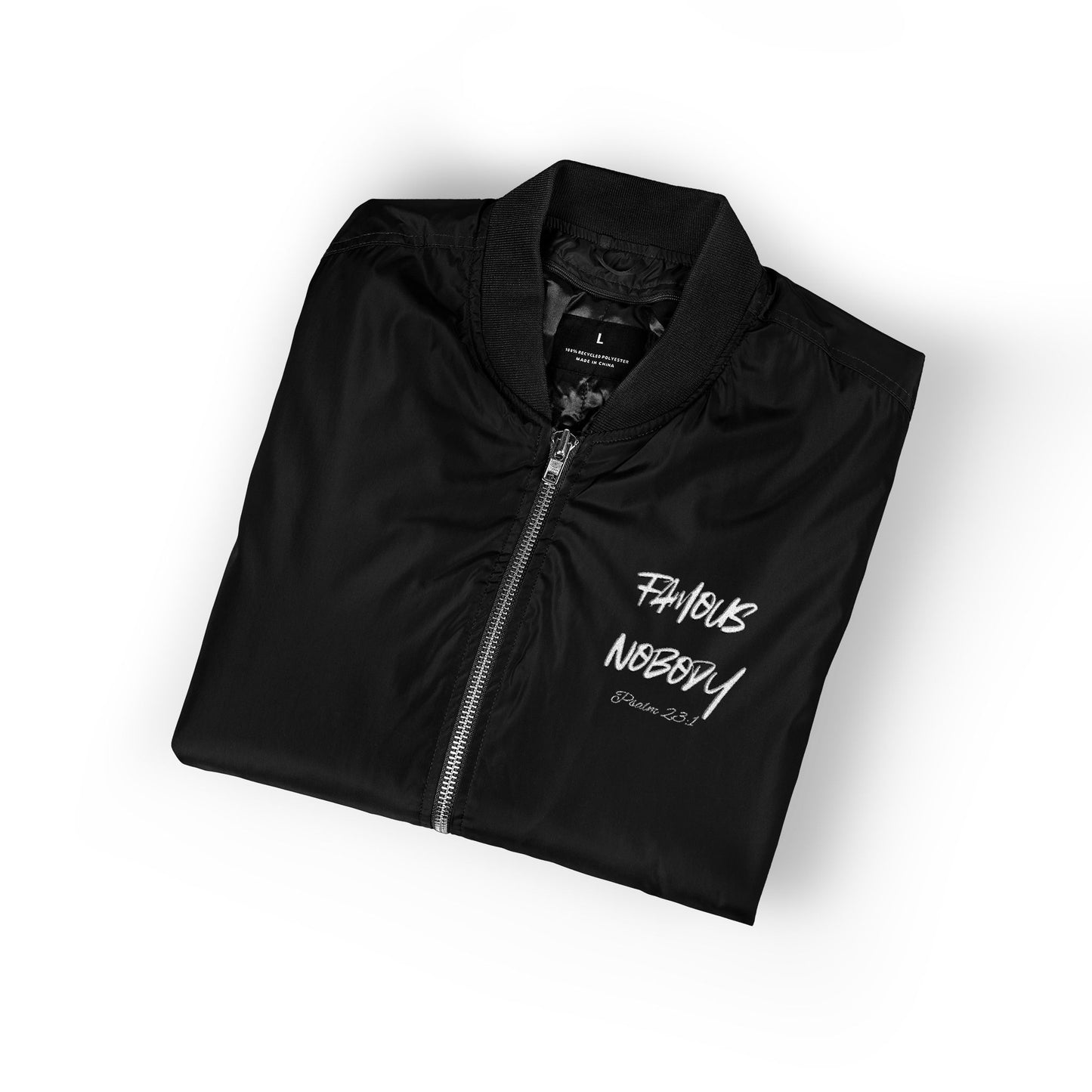 Psalm 23 Bomber Jacket with Embroidery - Fashionable Outerwear for Eco-Conscious Style