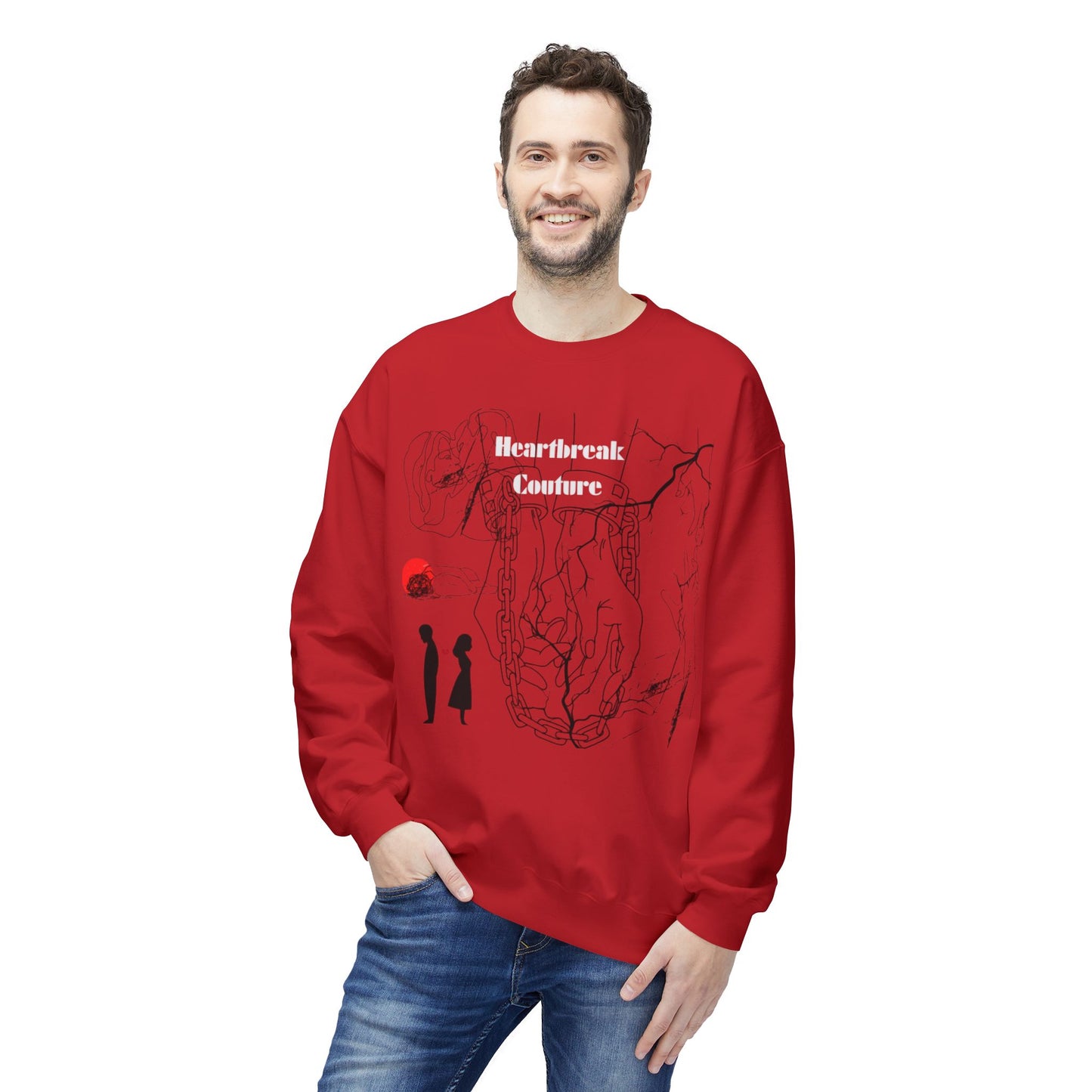 Heartbreak Couture Sweatshirt — Romantic Broken-Heart Graphic Crewneck