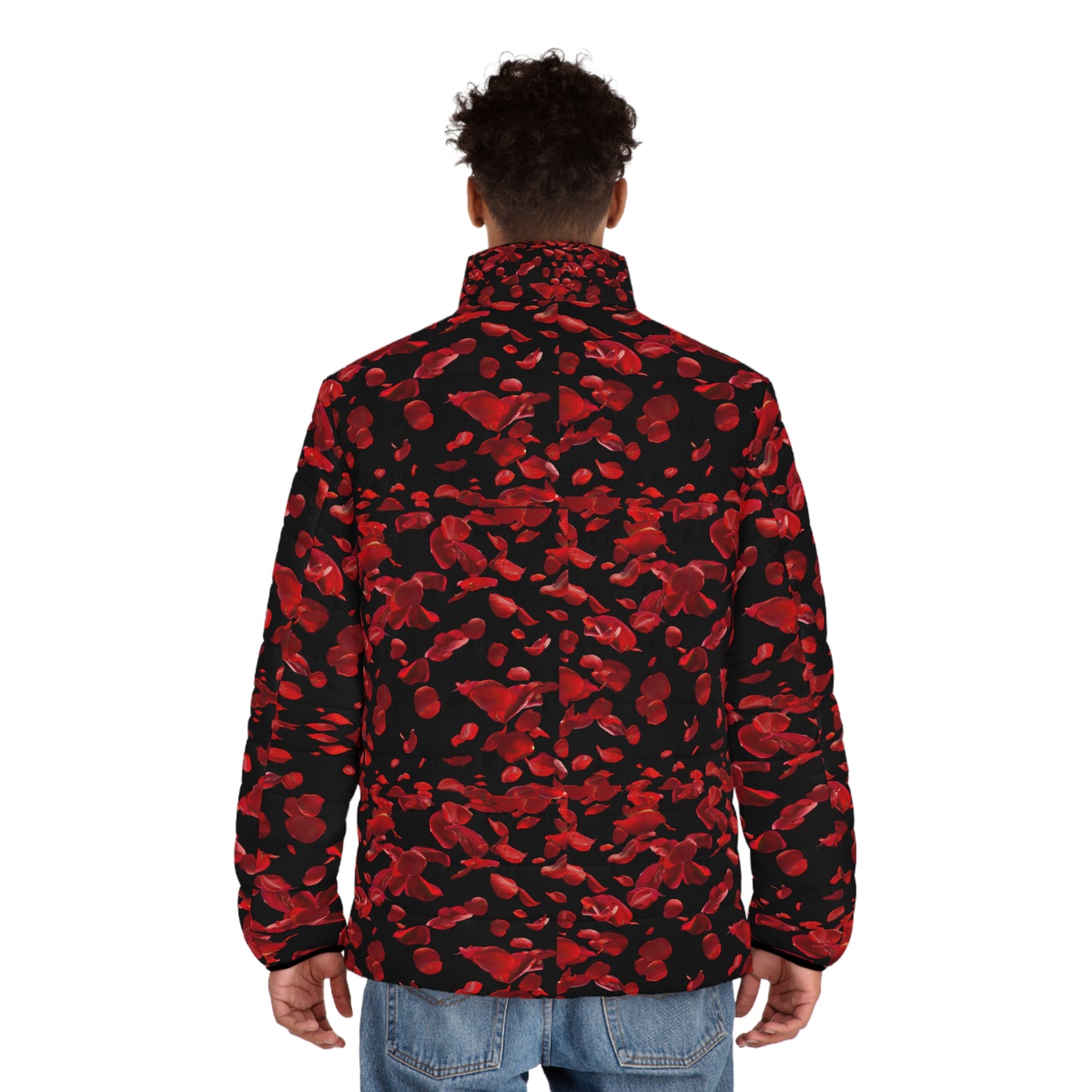 Men's Red Rose Petal Puffer Jacket – Love Sick Collection All-Over Print