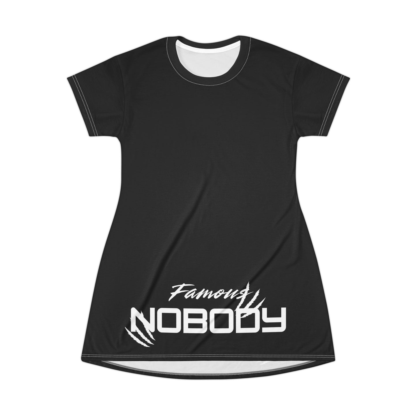 Famous Nobody T-Shirt Dress - Casual Fashion, Unique Gift, Everyday Wear, Statement Piece, Modern Style