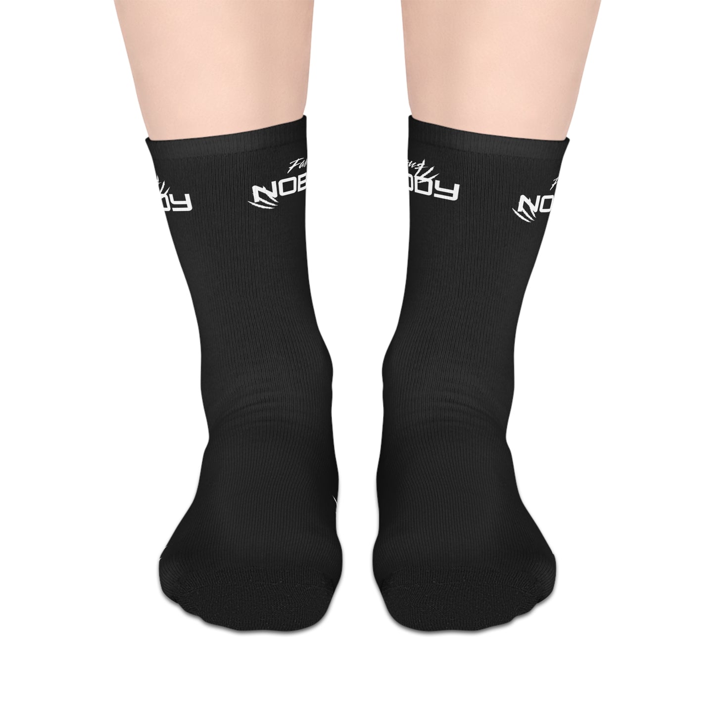 Cool Black Mid-Length Socks - 'NOBODY' Statement Socks for Everyday Style